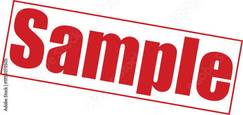 Red sample stamp with rectangular border