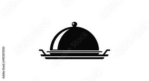 Silhouette of a covered serving dish with a dome lid and tray