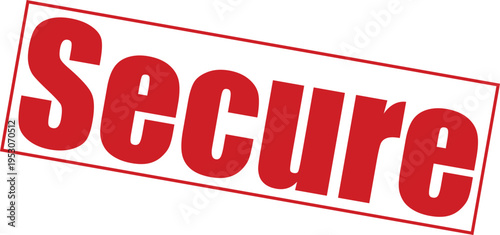 Red secure stamp on with bold font and rectangle outline