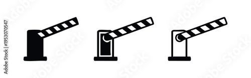 Closed barrier gate icon set. Automatic boom gate for restricted access and checkpoints.