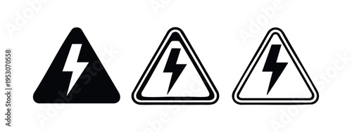 High Voltage Warning Sign Set, Danger Electricity Symbol Icons