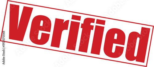 Red verified stamp on with bold font and rectangular border