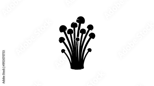 Minimalist mushroom silhouette icon on white background
