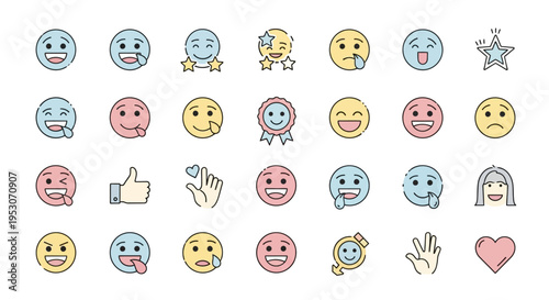 Collection of various emoticon faces.