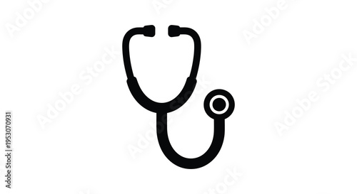 Silhouette of a classic stethoscope on a white background