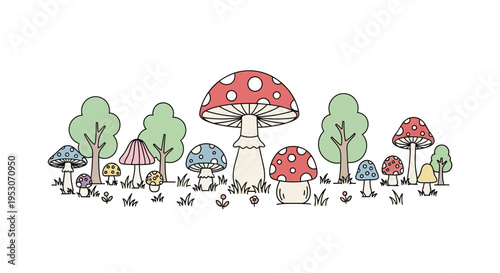 Colorful cartoon mushroom with spots.
