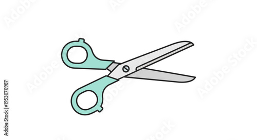 Green handled metal cutting scissors.