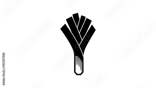 Abstract geometric leek icon in bold black and white design