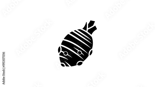 Silhouette beetroot icon with geometric patterns on white background