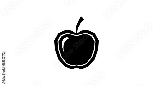 Geometric black apple silhouette on white background