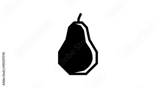 Minimalist pear silhouette on white background