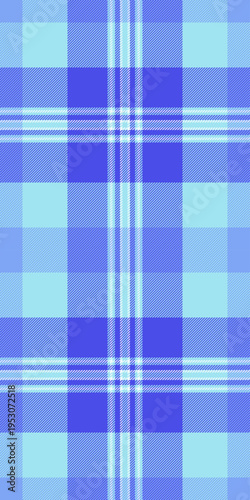 1940s textile seamless tartan, femininity check plaid vector. Selection texture background fabric pattern in blue and cyan colors.