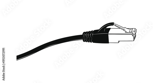 Ethernet cable connector silhouette close up view
