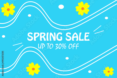 Colorful banner for spring sales with the inscription "Spring Sale. Up to 30% off"