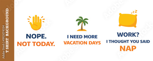 Funny and humorous graphic design with hand icons and vacation symbols expressing the need for rest and more vacation days in a playful way