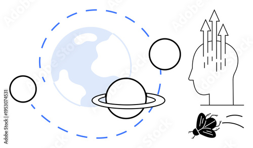 Creativity concept. Creativity sparks innovation and drives human exploration beyond limits. Creativity links space exploration, idea generation, and innovation. For design, education, creativity