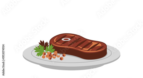 Grilled Steak on a Plate Served.