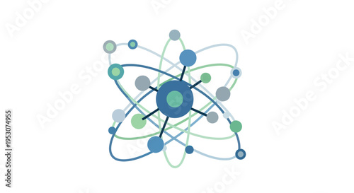 Atom Structure Model with Electrons Orbiting.