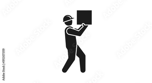 Construction worker carrying a heavy box icon