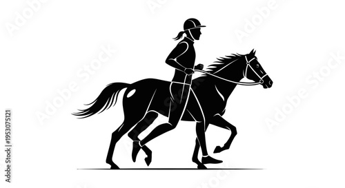 Equestrian Silhouette: Woman Riding Horse in Motion