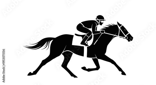 Horse Racing Silhouette: Jockey Riding Fast Equine Athlete