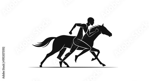 Silhouette of a centaur running, merging human and horse form, dynamic motion