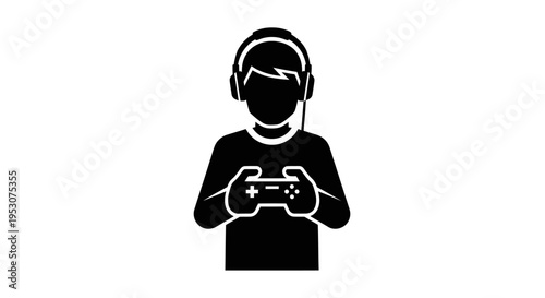 Gamer with Headphones and Controller Icon