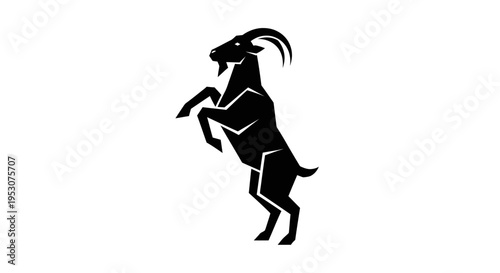 Silhouette of a standing goat, stylized animal graphic, vector illustration