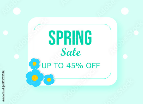 Light green spring sale banner with the inscription "Spring Sale. Up to 45% Off."