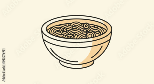 A bowl of noodles is served.