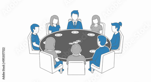 Business people sitting around table meeting.