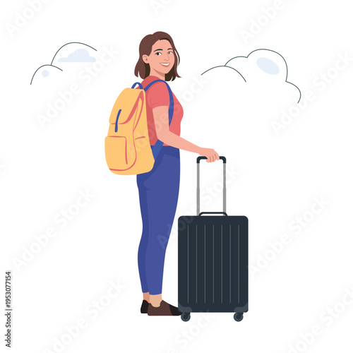 Backpacker planning travel world tourism day illustration