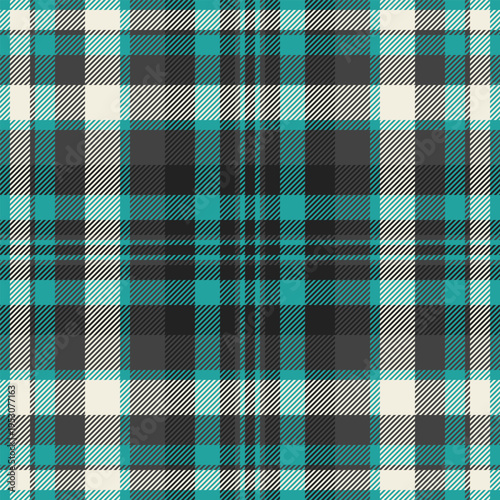 Sexy pattern vector tartan, fuzzy fabric background textile. Veil seamless texture plaid check in grey and teal colors.