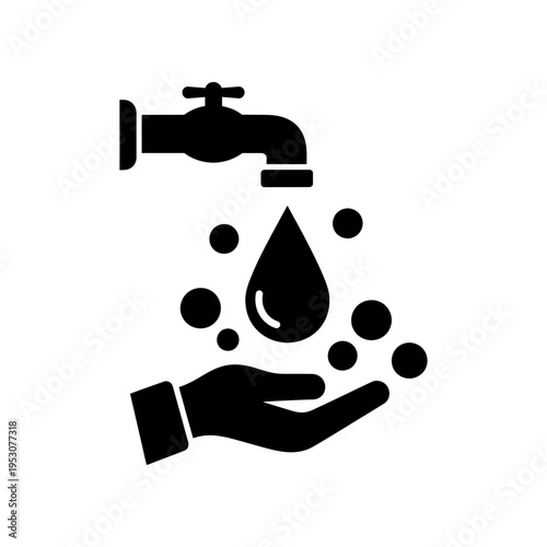 hand holding water drop from faucet