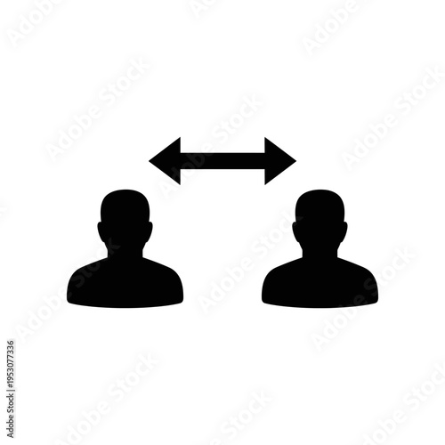 vector icon of two people with social distancing