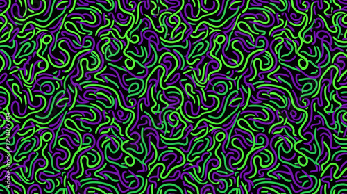 Abstract green and purple swirling pattern texture for digital design and decorative backgrounds.