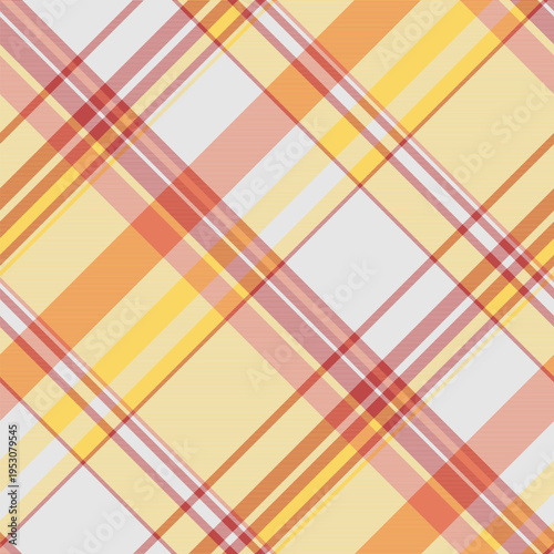 Customize check background plaid, outline seamless fabric vector. Overlayed textile pattern texture tartan in sterling silver and yellow colors.