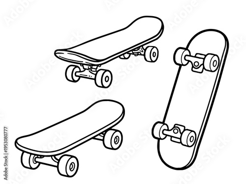 Skateboard Coloring Page Simple Outline