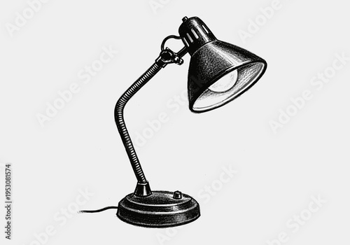 Vintage adjustable desk lamp with a flexible gooseneck and a textured metal shade