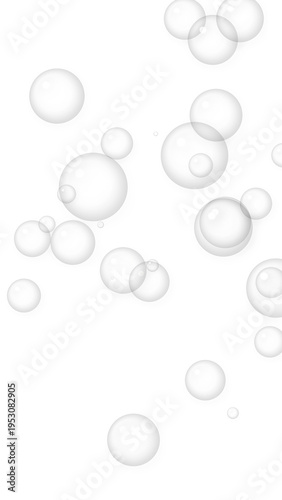 Transparent bubbles floating in air isolated on transparent background with clear surfaces