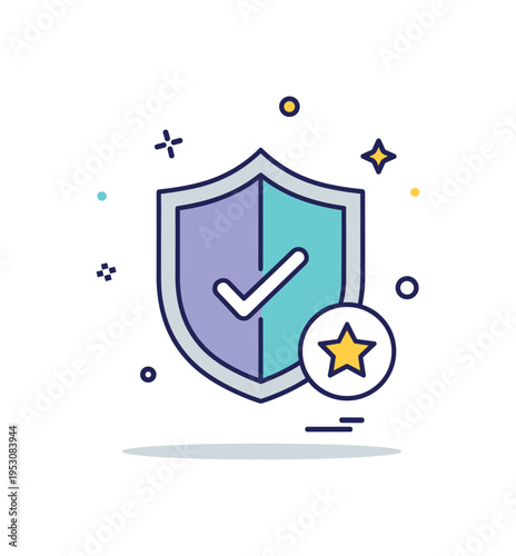 Duty strong upright shield icon paired with a subtle check mark and star accent. A confident editorial scene expressing responsibility, integrity and