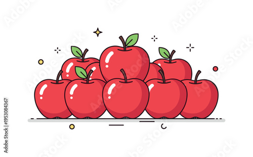 Shiny red apples arranged in a compact cluster with subtle highlight reflections on their smooth surfaces, expressing freshness and natural sweetness. The