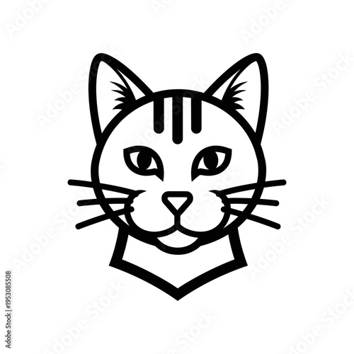 black and white cat face illustration