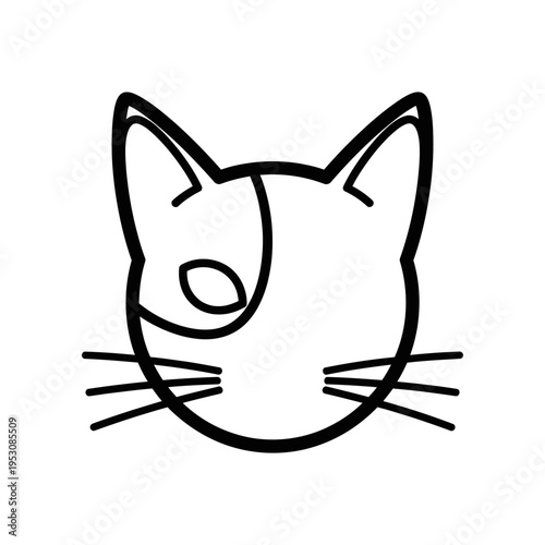 black and white cat face outline icon