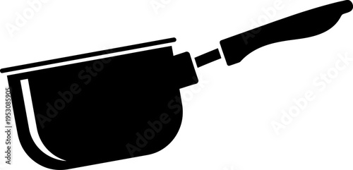 Saucepan Silhouette with Handle, Kitchen Cooking Pot Icon, Minimalist Cookware Vector Illustration, Culinary Boiling Pan Outline for Restaurant Menu