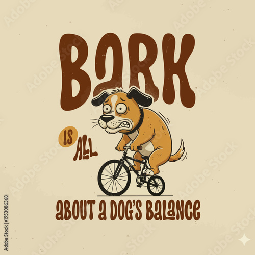 Cartoon dog riding bicycle fast motion.