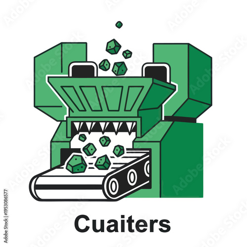 Illustration of a Rock Crusher Machine Processing Rocks.
