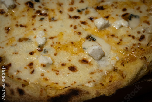 Appetizing cheese pizza, delicious food. Wood-fired pizza