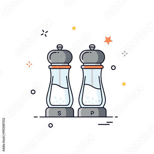 Salt and pepper set two matching grinders standing side by side with tiny S and P marks, expressing balance and classic tabletop pairing. A friendly editorial