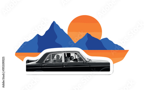 Black and white retro-style face silhouette with abstract cream smear across the cheek, bright yellow circle behind as spotlight, muted blue cylinders and